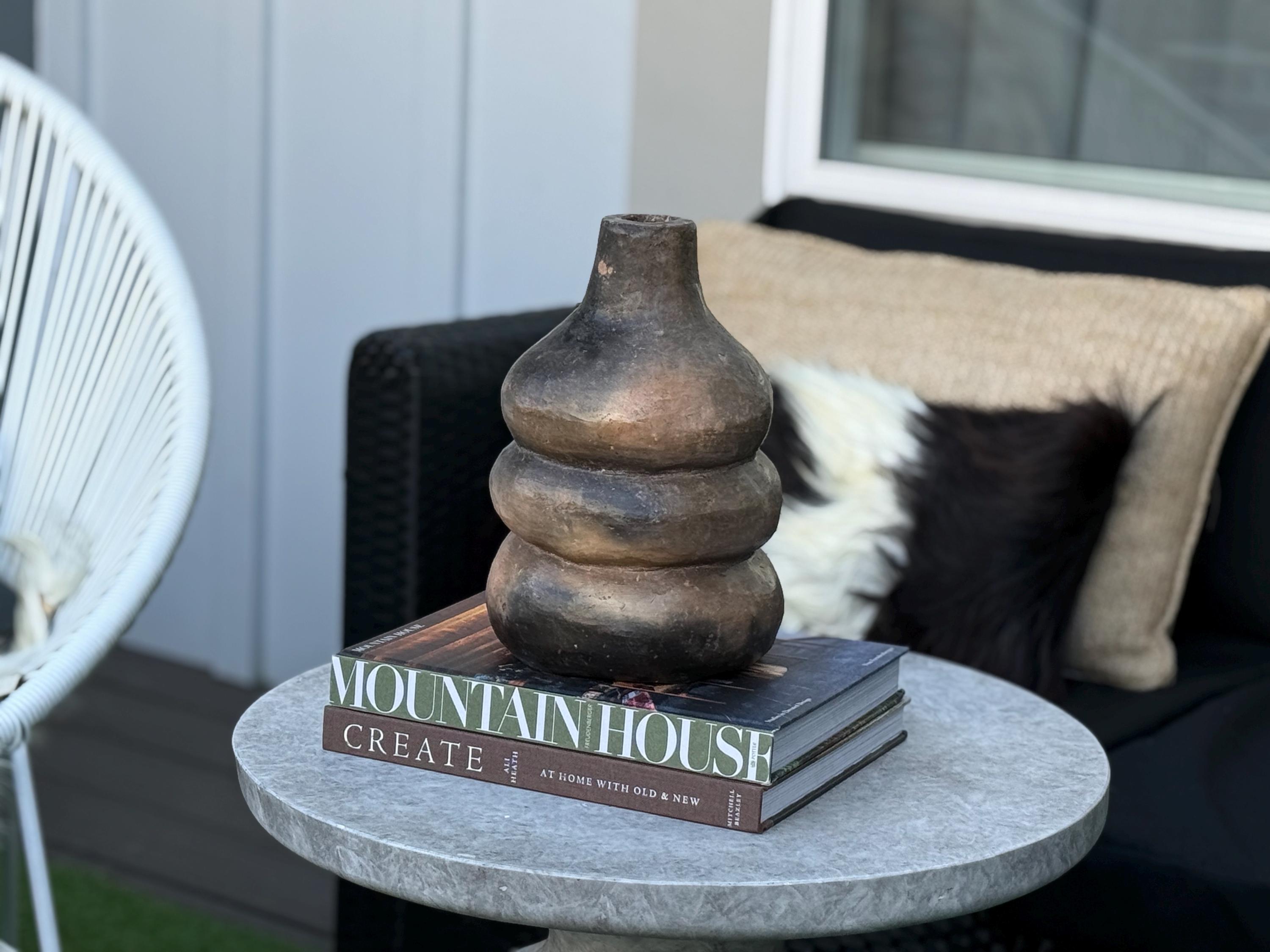 Berber Terracotta Sculpture: Wabi-Sabi Inspired Vase, North African Art - Thumbnail 2