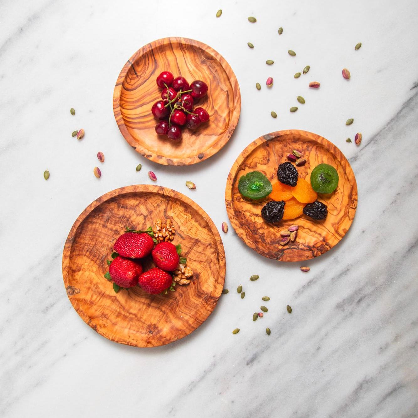 Olive Wood Plate Set – Handmade Serving Plates, Natural Snack & Dessert Trays, Mediterranean Kitchen Decor - Thumbnail 7