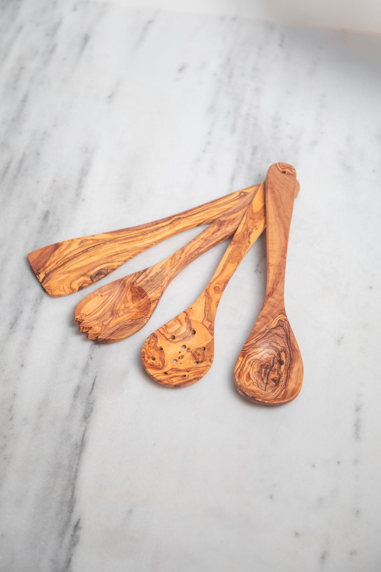 Olive Wood Utensil Set with Holder – Essential Kitchen Tools, Unique and Eco-Friendly Gift - Thumbnail 2
