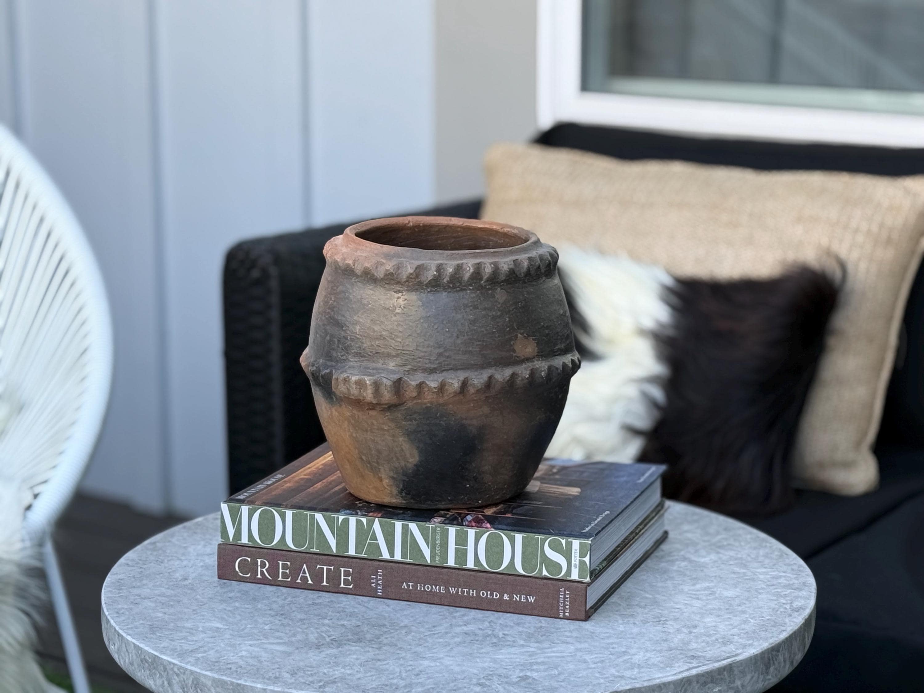 Authentic Berber Terracotta Urn | Wabi-Sabi Ritual Jar | Primitive North African Handled Amphora | Ethnic Mediterranean Vase Collection - Thumbnail 3