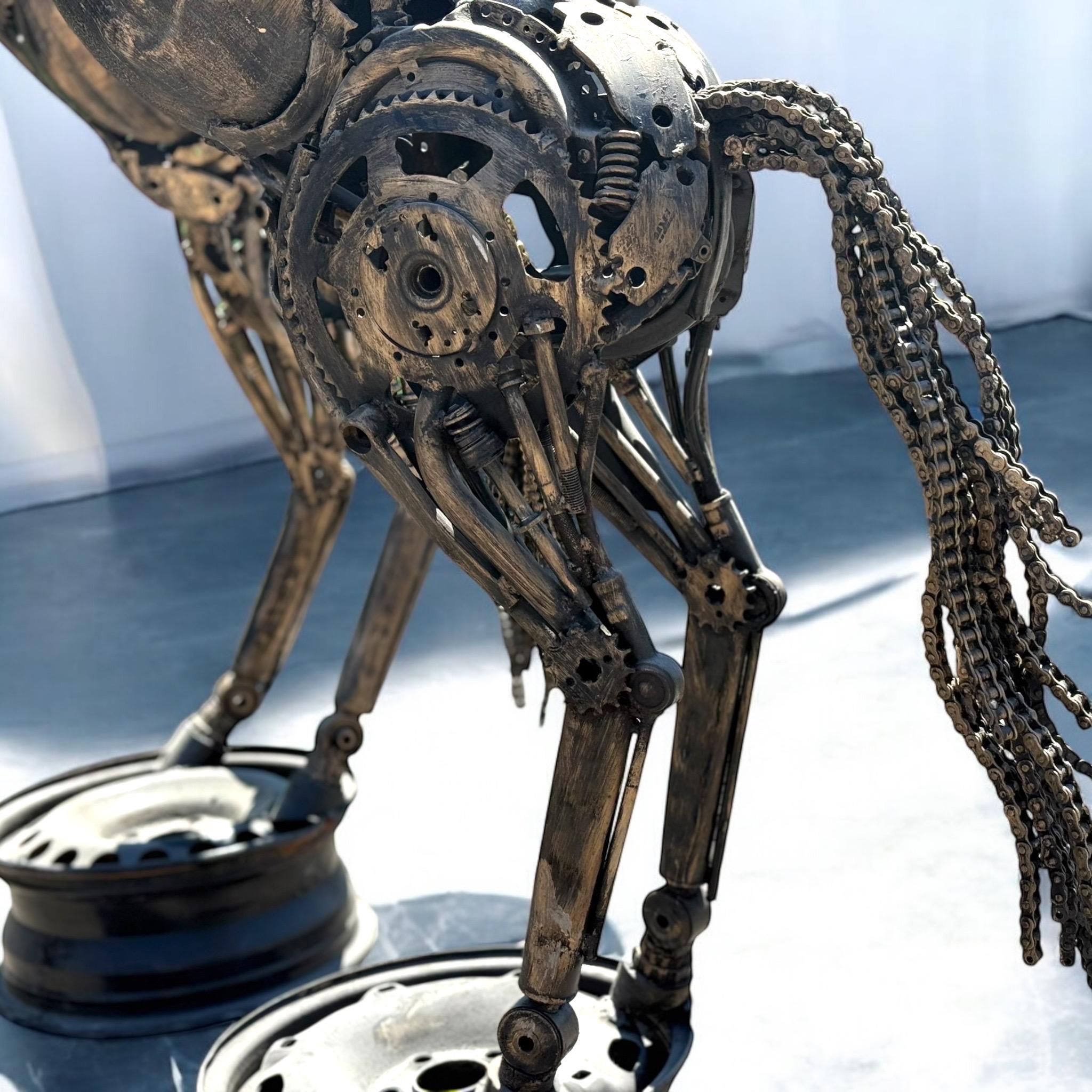 Handmade Recycled Metal Horse Sculpture: Industrial Equestrian Art - Thumbnail 3