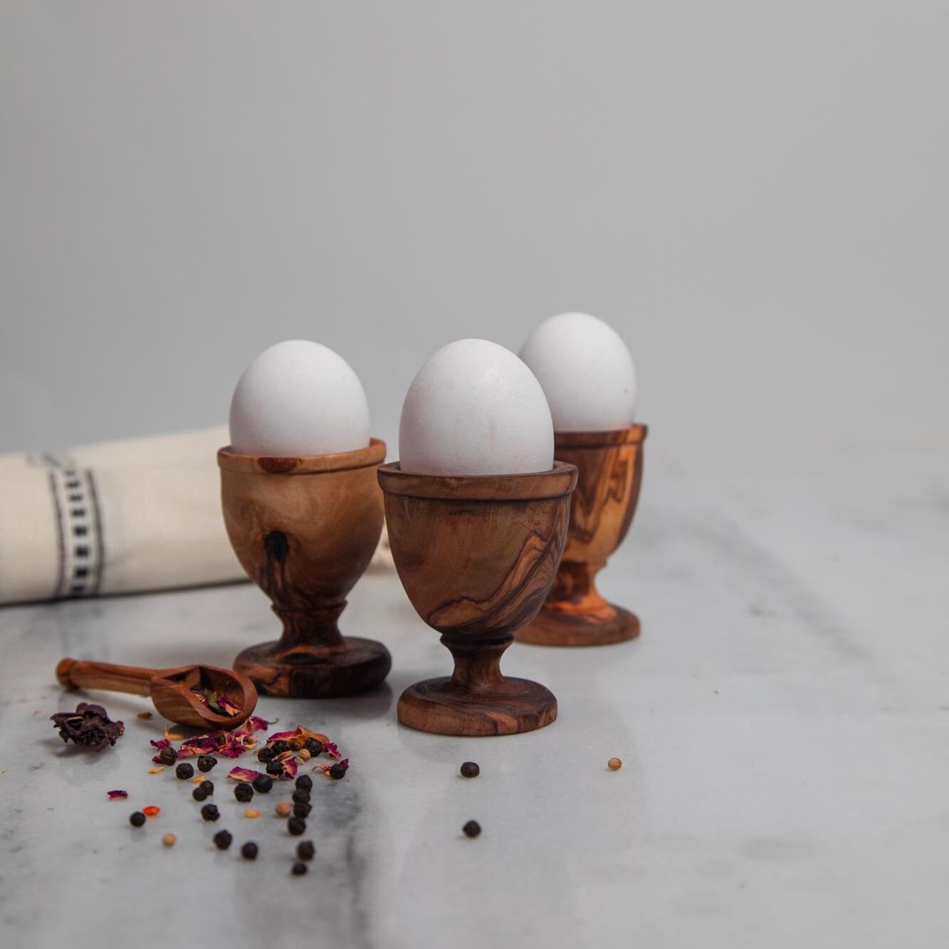 Set of 3 Olive Wood Egg Cups – Handmade Natural Egg Holders, Rustic Kitchen & Breakfast Tableware - Thumbnail 2