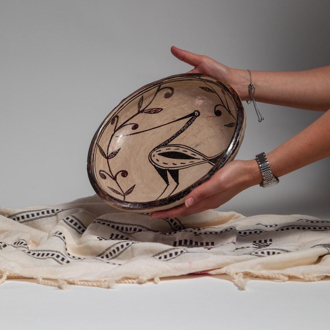 Handmade Pottery Bowl – 8 inch Large Decorative Centerpiece, Rustic Fruit Bowl, Boho Home Decor - Thumbnail 3