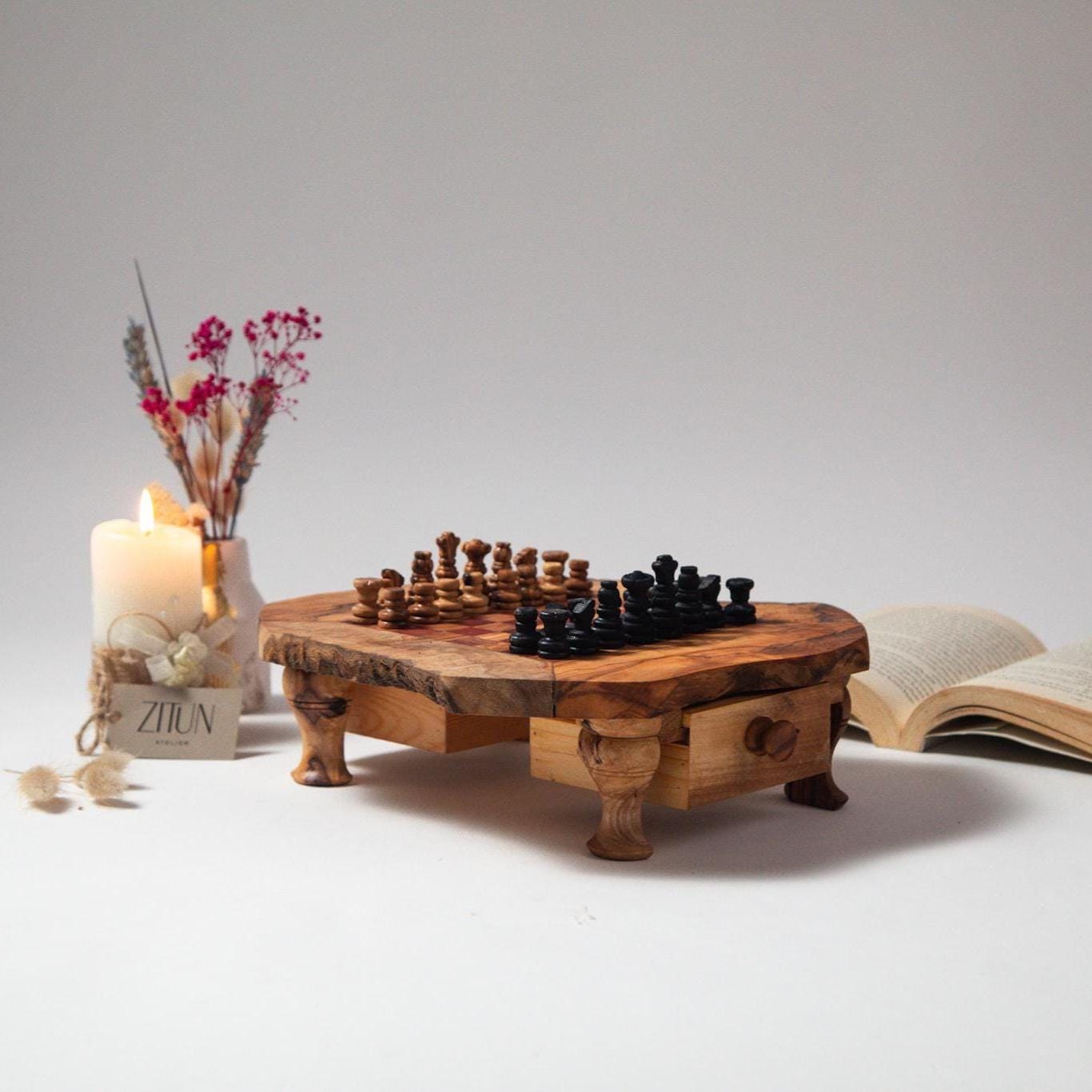 Handcrafted Olive Wood Chess Set – Luxury Artisan Board Game - Thumbnail 5
