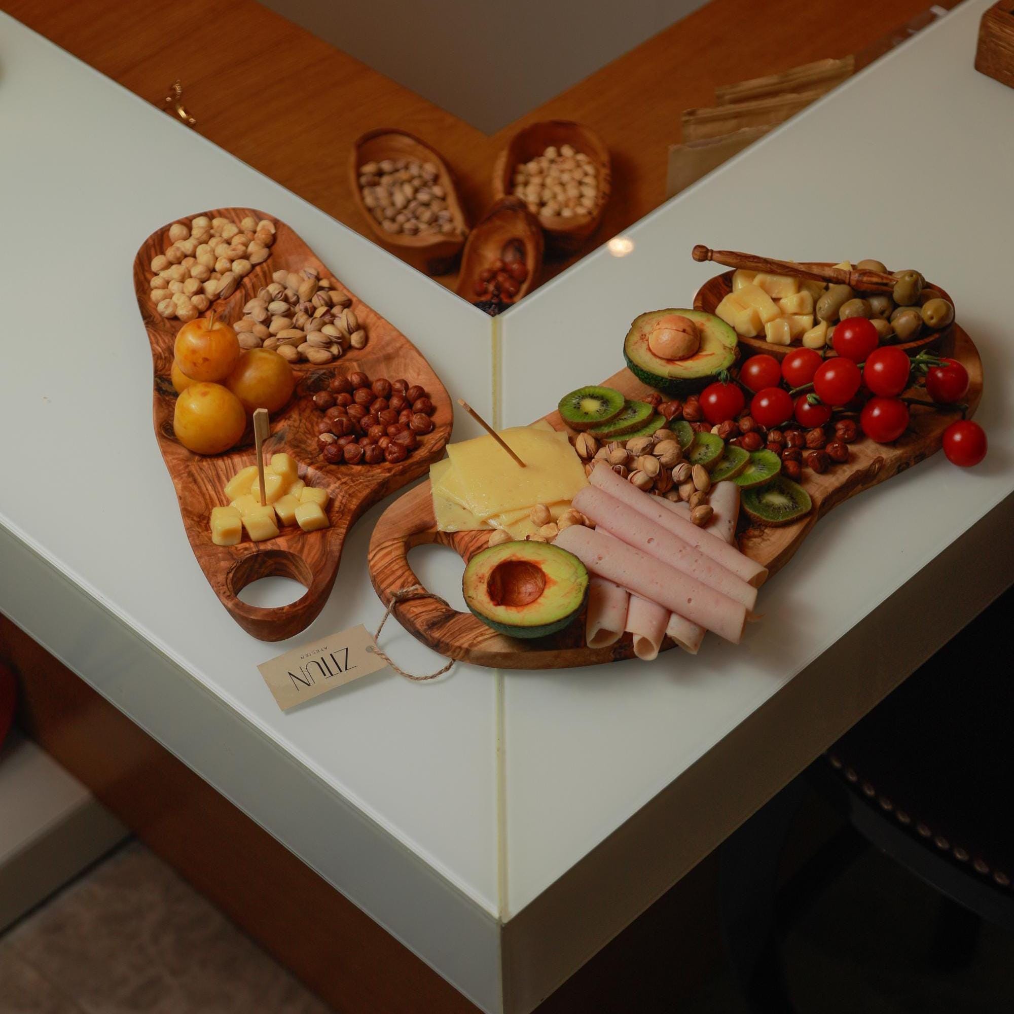 Personalized Olive Wood Charcuterie Board, Custom Engraved Anniversary Gift - Thumbnail 5