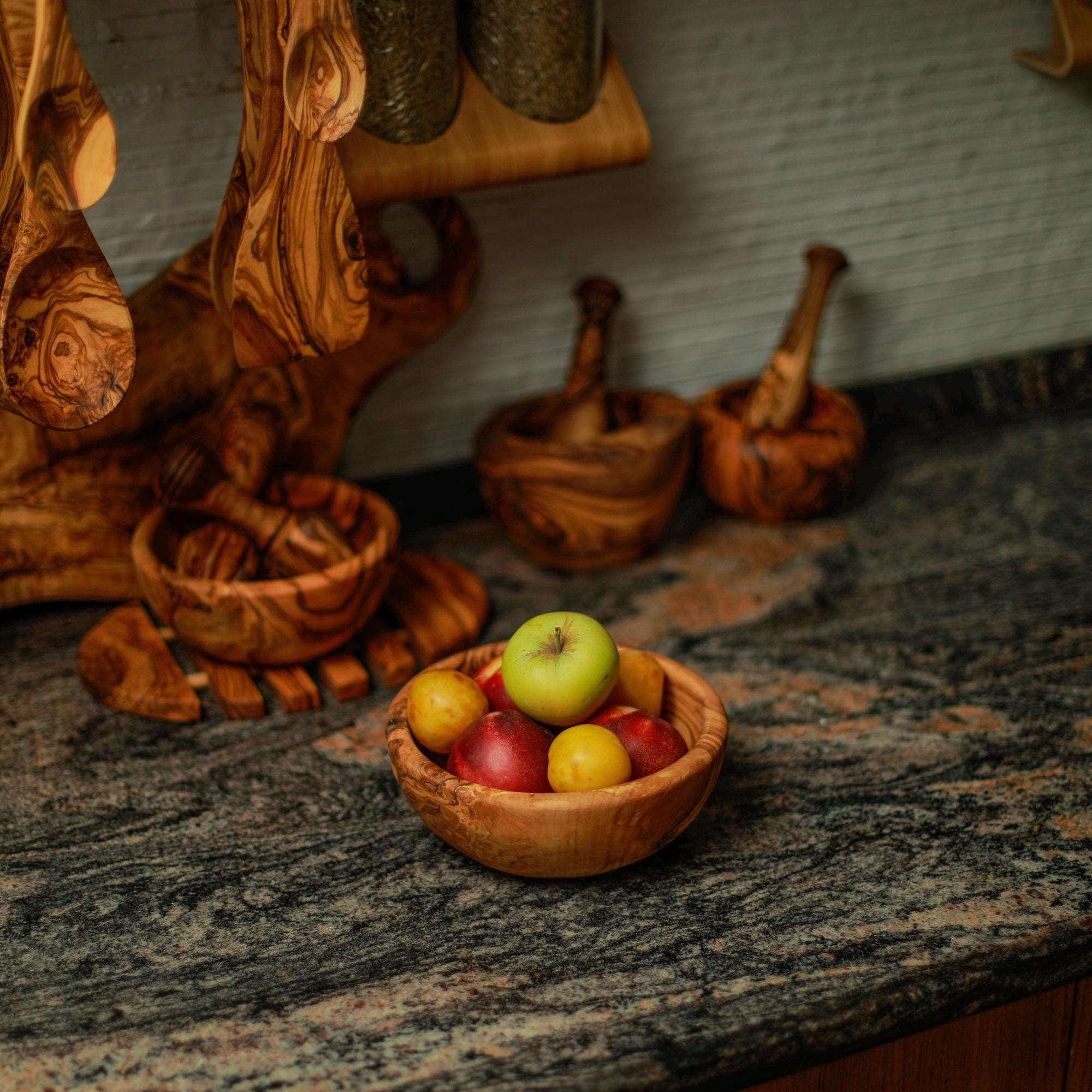 Olive Wood Bowl – Handcarved Artisan Piece for Table and Home - Thumbnail 6