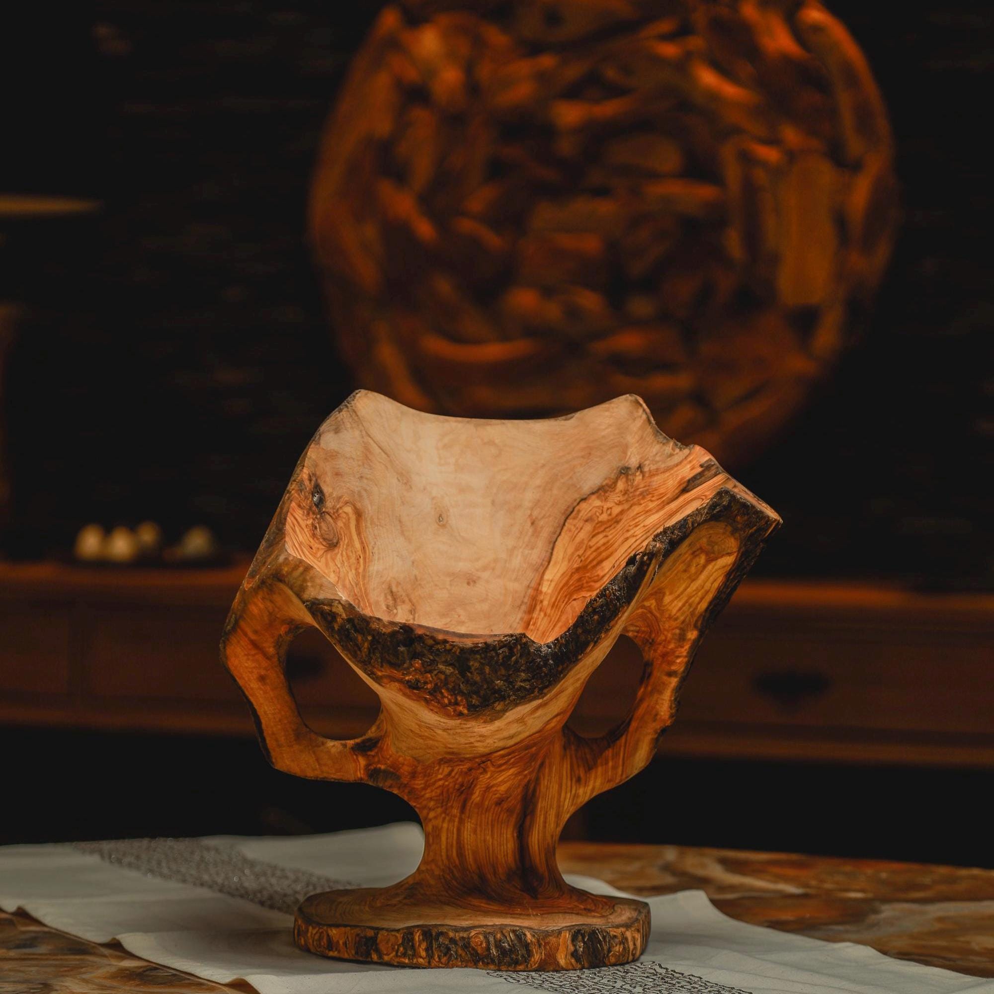 Artisan Olive Wood Centerpiece – Singular Handcarved Collector’s Piece - Thumbnail 5