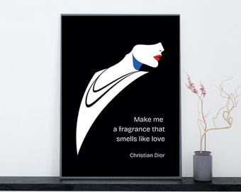 Digital Poster ENG,Dior Quote Wall Art,Woman Line Art,Perfume Studio Decor,Dior Quote Poster,Aroma Studio,Print for Stylists,Elegant Woman