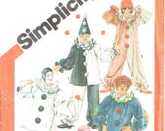 Mime Sewing Pattern, Clown Suit Hat, Top and Pants, Ruffled Neckline Halloween Costume 5740 7649 8288 9806 Adult S M L Child Girls 6 8 10 12