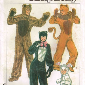 Adult Bear, Lion, Cat, Rabbit Halloween Costume Jumpsuit Sewing Pattern Simplicity 5739 7648 Child Misses Men image 1