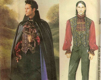 Gothic Vampire Medieval Lined Cape, Vest, Shirt Jabot McCalls 4092 Sewing Pattern Halloween Costume