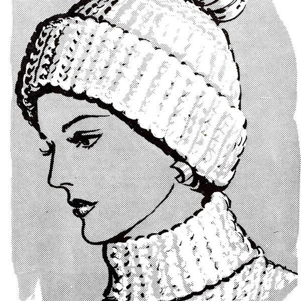 PDF Digital Download Crochet Ribbed Hat and Dickey Set Pattern Mail order 2634