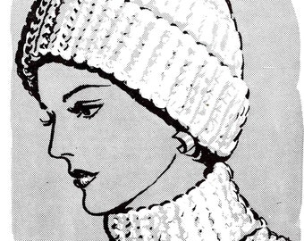 PDF Digital Download Crochet Ribbed Hat and Dickey Set Pattern Mail order 2634