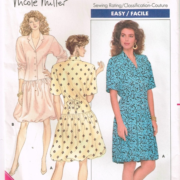 Sewing Pattern 1980s Dress Butterick 5988 Gathered Bubble Hemline Size 6, 8, 10 bust 30.5, 31.5, 32.5 Uncut