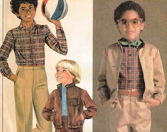 Sewing Pattern Boys Suit Pants Jacket McCalls 8687 Vintage 1980s Size 6 Nerdy Back to School Uncut Factory Folded
