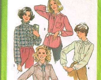 Simplicity 8738 Vintage 1970s Misses Blouses and Tops, Set in Sleeves Sewing Pattern Misses Size 110, 12. 16 Cut