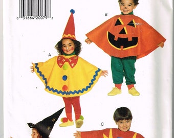 Sewing Pattern Toddler Halloween Costume, Pumpkin, Clown, Witch Superhero Butterick 3658 Size 1 2 3 4