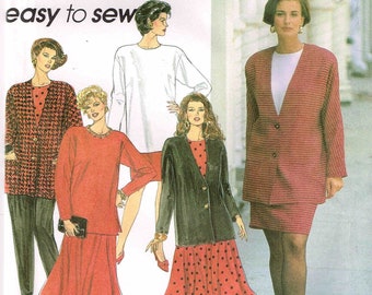 Full Figure Sewing Pattern Womans Pants, Slim and Flared Skirts, To and Unlined Jacket Simplicity 8081 Size 26W-28W-30W-32W