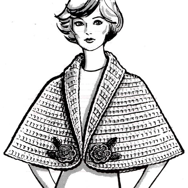 Digital Download PDF Crochet Pattern Capelet Shoulder Covering Shawl Collar Cape Mail order 2678