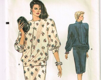 Cowl Neckline Top Straight Skirt Vogue 8880 Sewing Pattern Size 6 8 10 Bust 30.5, 31.5, 32 1/2 inch