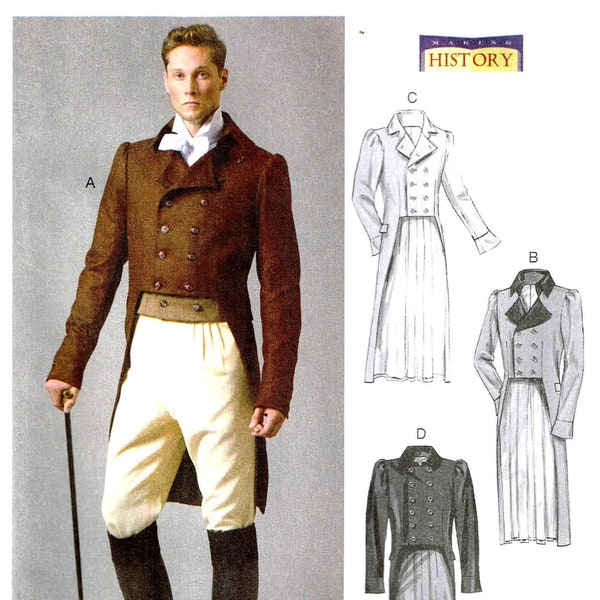 Sewing Pattern Men Coat Tails Jacket Steampunk History Butterick 6573 McCalls M8135 Size 34 36 38 40 42 44 46 48 50 52