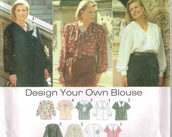 Full Figure Sewing Pattern Ladies V Neck Blouse Variations Simplicity 9318 Size 26W 28W 30W 32W