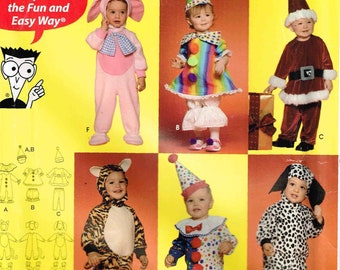 Toddler Costume Sewing Pattern Simplicity 0606 4006 Bunny Rabbit, Clown Santa Halloween Toddler size 1/2 1 2 3 4 Uncut