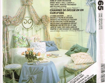 McCalls 6365 Draped Window Treatments, Wall Canopy, Table Skirt, Pillow Covers Sewing Pattern Various Styles