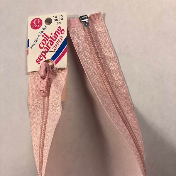 1 Coil Separating Zipper 14, 24 Inch Long, Coats and Clark for Jackets and Sweaters Light Pink R30 36 CM