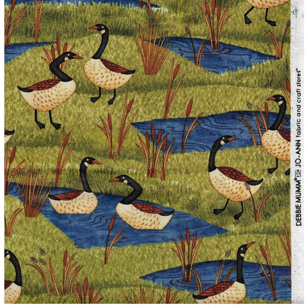 Debbie Mumm Geese, Green Sewing Fabric 100% Cotton 1/4, 1/2 Yard Cut Quilt