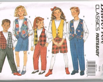 Children Vest Top, Pants and Shorts and Skirt, Butterick 6926 Sewing Pattern Child Size 7 8 10 Uncut