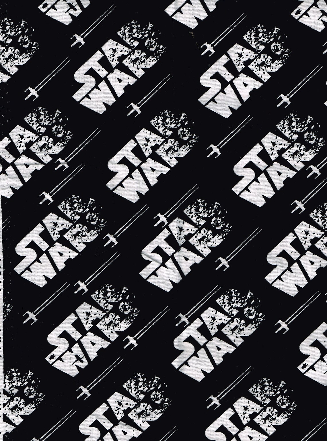 Star Wars Fabric Black and White Logo Material 100% Cotton | Etsy