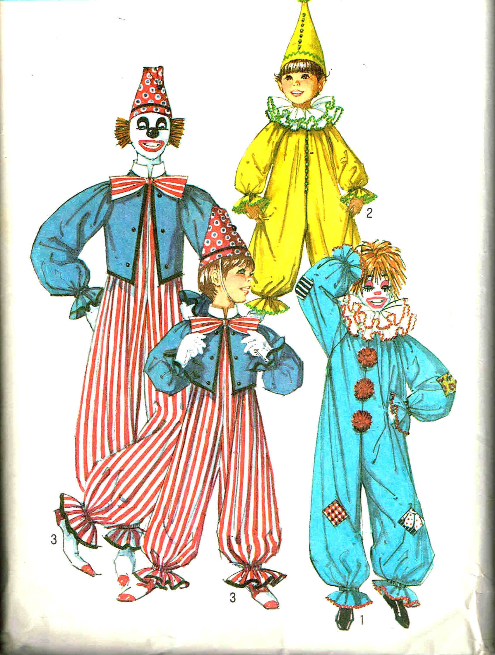 Sewing Pattern Clown Suit Hat Ruffled Neckline Bow-tie