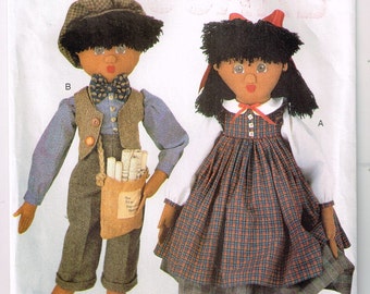 Sewing Pattern Cloth Dolls Collectible Decorative Dolls 32" Tall Butterick 4117 Boy and Girl Uncut and Factory Folded