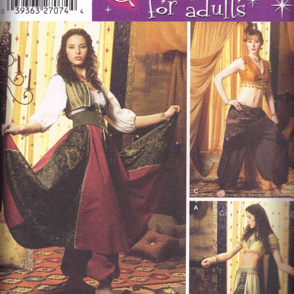 Exotic Harem Belly Dancer Costume Simplicity 5359 Misses Sewing Pattern Plus Size 14 16 18 20 Bust 36 38 40 42