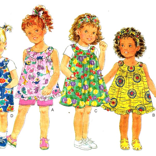 Sewing Pattern Butterick 3958 Girls Sundress and Romper Sleeveless  Ruffle Sundress Size 4, 5, 6  Cut and Complete Pieces