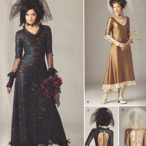 Victorian Steampunk Dress and Veil Simplicity 1772  Sewing Pattern Size 12, 14, 16, 18, 20  Bust 28, 34, 36, 38 Inch