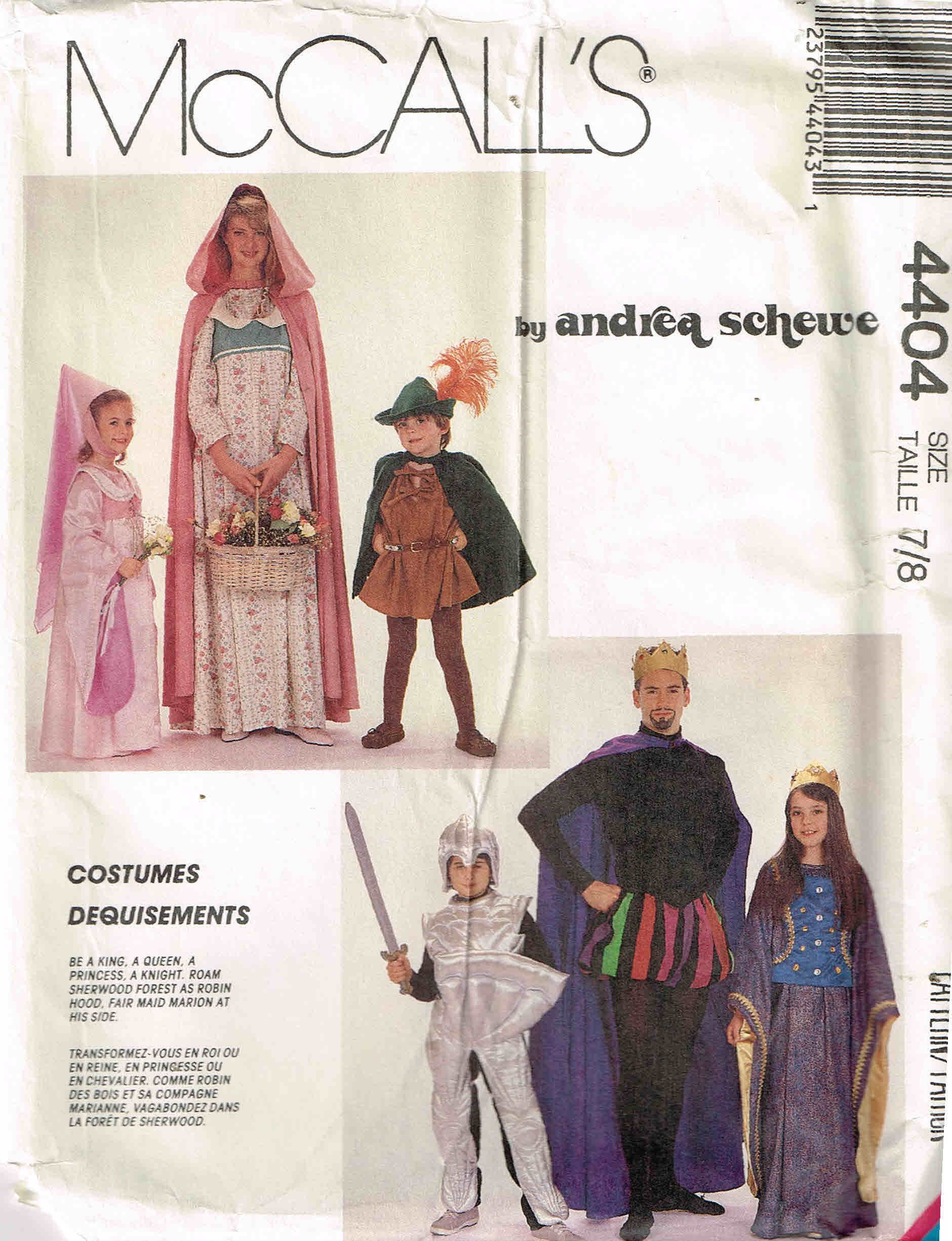 Sewing Pattern Medieval Hooded Cape, King, Knight, Robin Hood Halloween Costume Mccalls 4404 399 348 Misses Men Children Boy Girls Child - Etsy Sewing Pattern Medieval Hooded Cape, King, Knight, Robin Hood Halloween Costume Mccalls 4404 399 348 Misses Men Children Boy Girls Child - Etsy