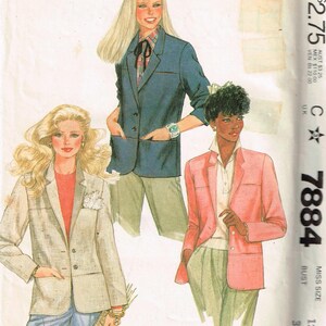 May include: McCall's sewing pattern featuring illustrations of three jackets in blue, pink, and beige. The pattern includes the text "McCall's" and "Jacket only". The price is $2.75.