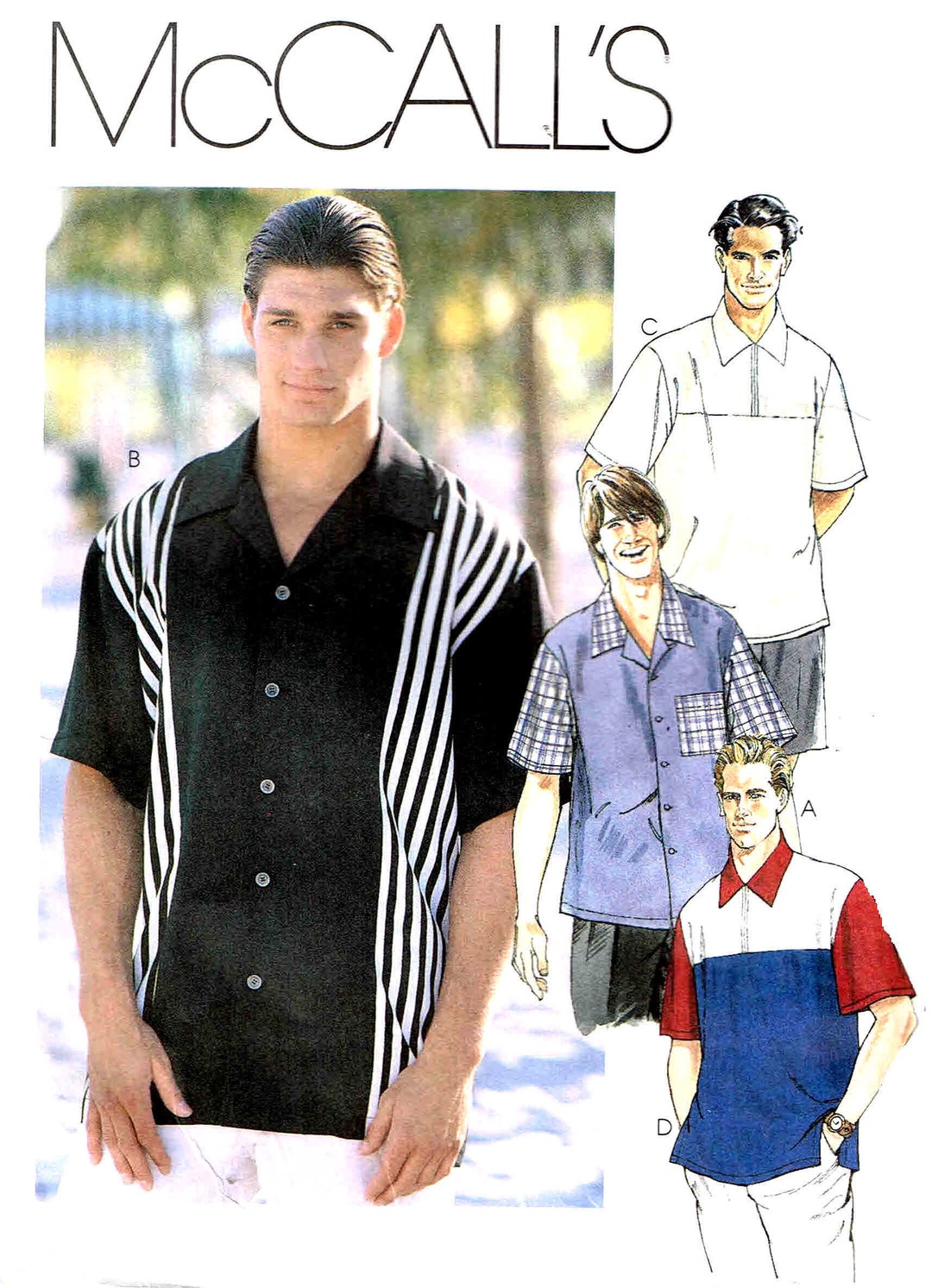 Mccalls 8243 Sewing Pattern Men Bowling Shirt Button up Open Collar
