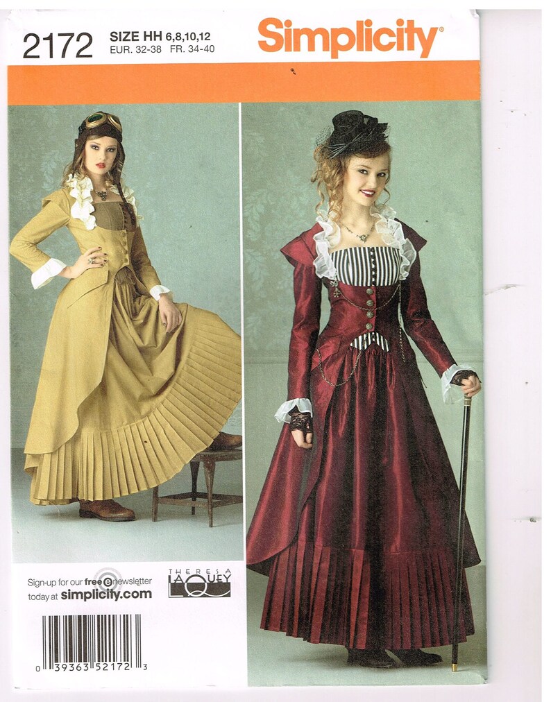 Victorian Steampunk Corset, Skirt, Coat Simplicity 2172 Sewing Pattern Misses Plus Uncut Long Jacket 6-8-10-12 Uncut