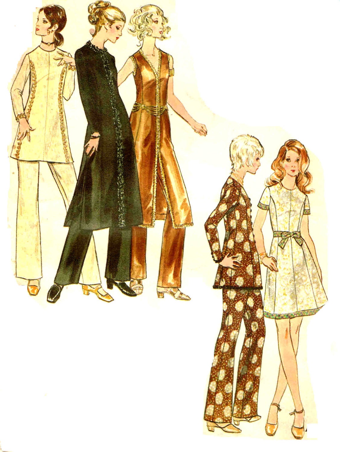 Sewing Pattern Bohemian Boho Tunic Top High Round Neckline Etsy