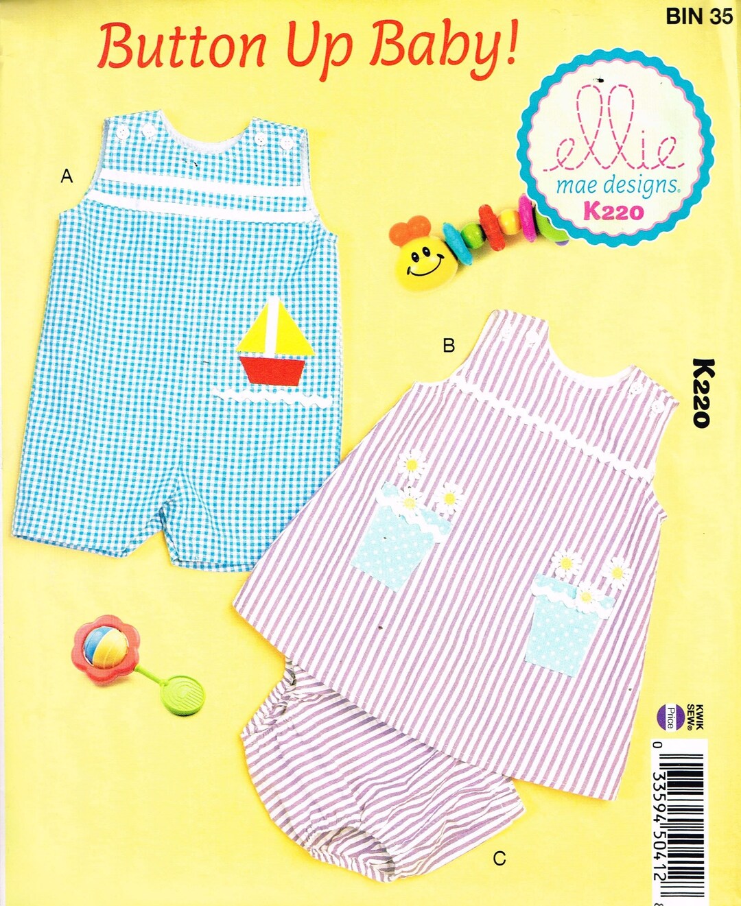 Sewing Pattern Baby Overalls, Dress and Panties Kwiksew K220 Ellie Mae