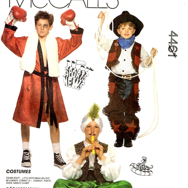 Sewing Pattern  Cowboy Boxer Genie Pirate Karate Army Man Halloween Costume McCalls 3884 P204 Child  6 8