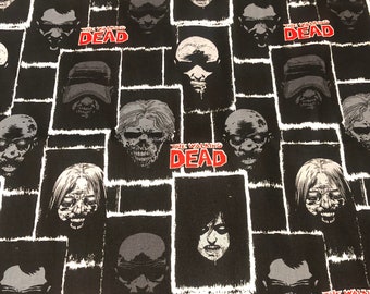 The Walking Dead Sewing Fabric 100% Cotton Fabric License Print Quilting Half Yd Black Gray Red