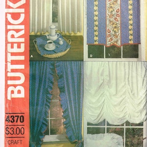 Curtains and Window Shades Butterick 4370 231 Sewing Pattern Various Styles Window Treatment One Size New Uncut