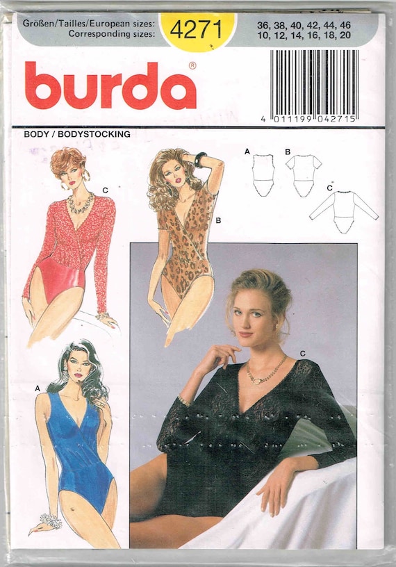 Body Suit Leotard Sewing Pattern Burda 4271 Bodysuit Size 8 10 12 14 16 18  