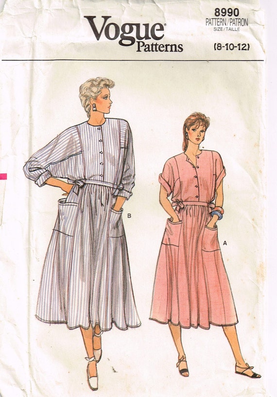 Misses Loose Fitting Dress Sewing Pattern Vogue 8990 Vintage - Etsy