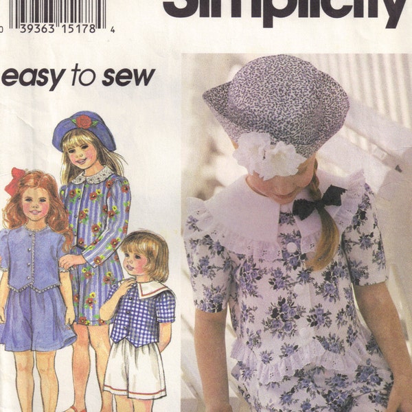 Girls Sewing Pattern Brim Hat Top Palazzo Shorts Child Simplicity 8906  Children Size 5 Wide Bertha Collar