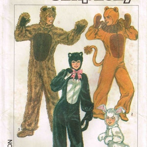 Adult Bear, Lion, Cat, Rabbit Halloween Costume Jumpsuit Sewing Pattern Simplicity 5739 7648 Child Misses Men image 3